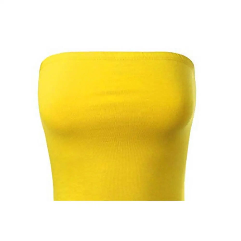 Women Tube Top Sexy Bodycon Crop Tube Top Solid Stretchy Tube Top Casual Every Day Tops Women's Strapless Cropped Mini Bustier