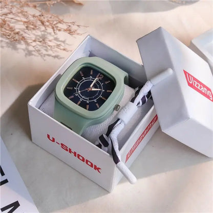 Watches for Elegant Women Simple Fashion Watch Minimalist Design Square Big Dial Soft Wristwatch Valentines Gift for Women Girls