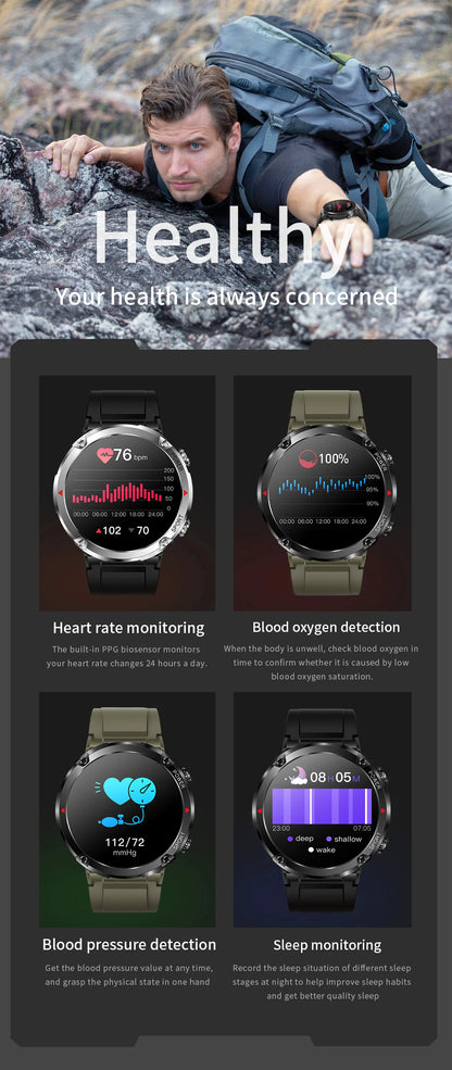 Smart Watch 1.6inch 400*400 Round Screen Bluetooth Call Heart Rate Hi-Fi Speakers IP68 Waterproof Sport Tracket Smartwatch