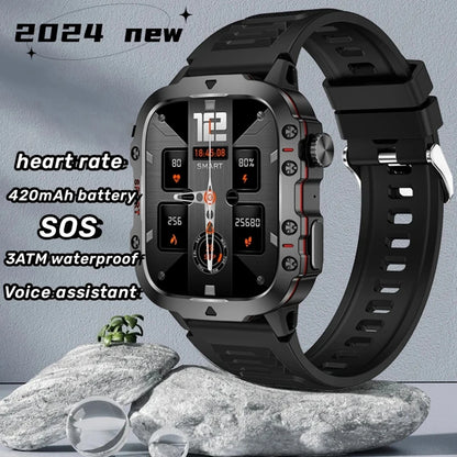 Smart Watch Men With LED Lighting Compass Sports Fitness Tracker Watch IP67 Waterproof Bluetooth Talk SmartWatch 2024