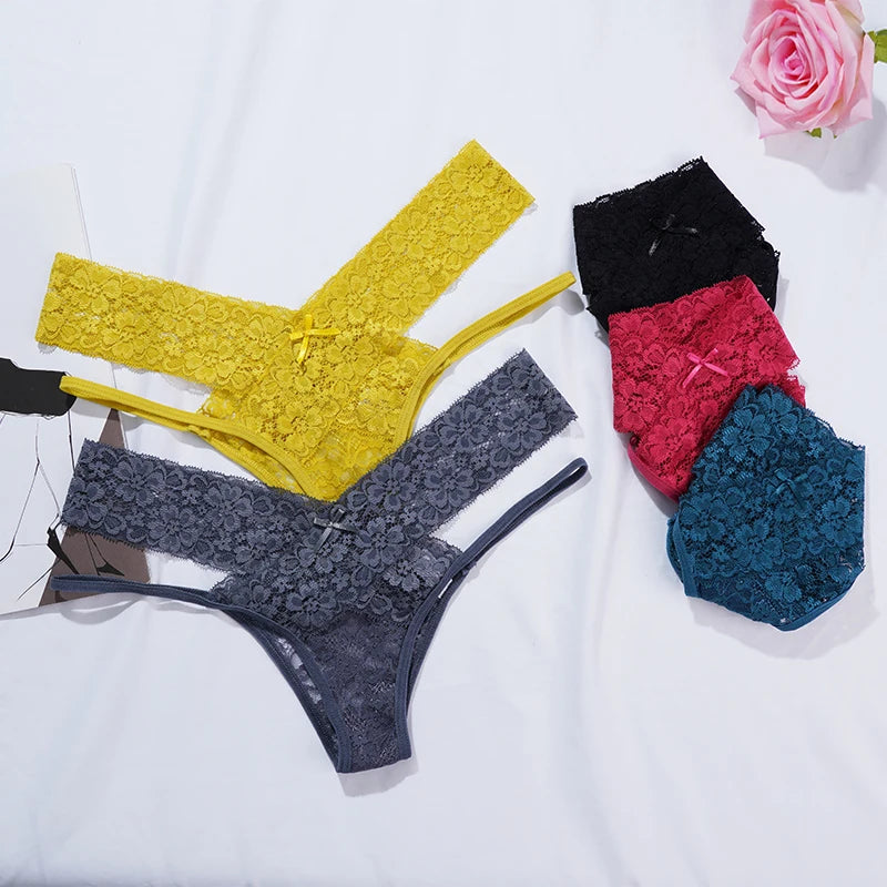 Sexy Lace Ladies Panties Low Waist Underwear Briefs Female Solid Color Underpants Breathable Hollow Out Seamless Lingerie