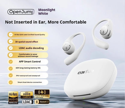 EarFun OpenJump Open-Ear Wireless Earbuds 4-mic AI Noise Cancellation IPX7 Waterproof Hi-Res LDAC Low Latency Earphone Custom