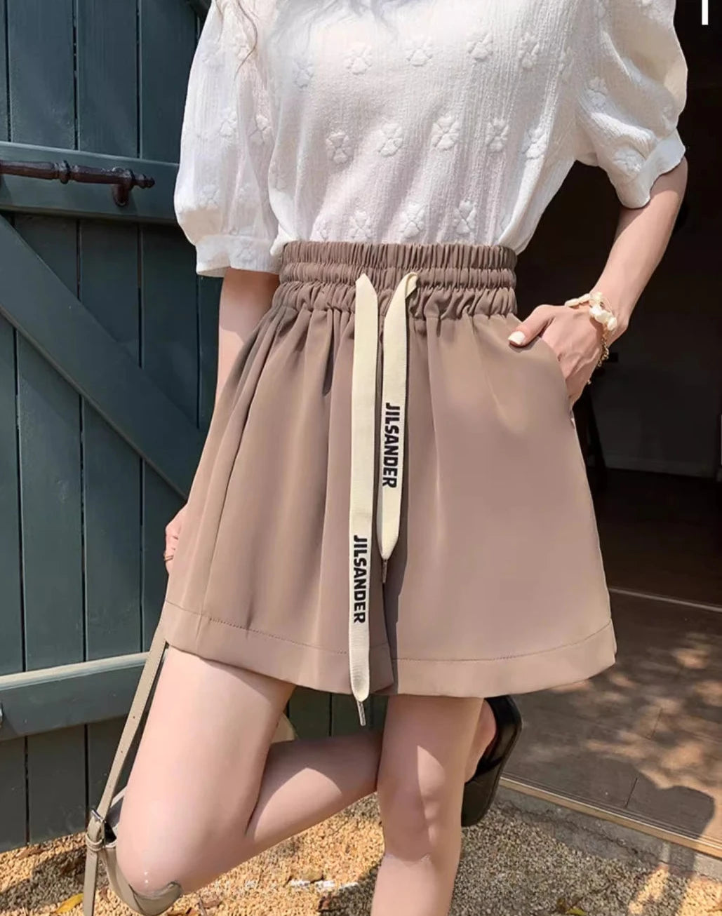 Shorts for Women Home Elastic Waist Short Pants Woman Pink Loose Elegant Classic Trend Baggy 2024 Hot Fashion Clothing Outfits