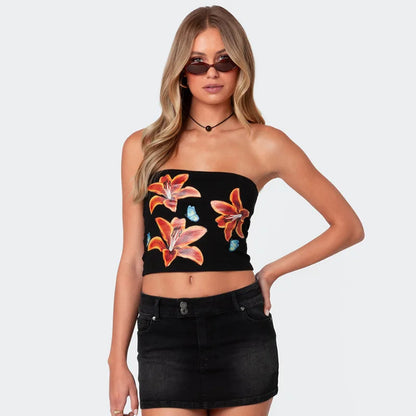 Sexy Tube Top Floral Print Bralette Mujer Mini Lenceria Femenina Ladies Bandeau Top Strapless Bra For Women Underwear Bustier