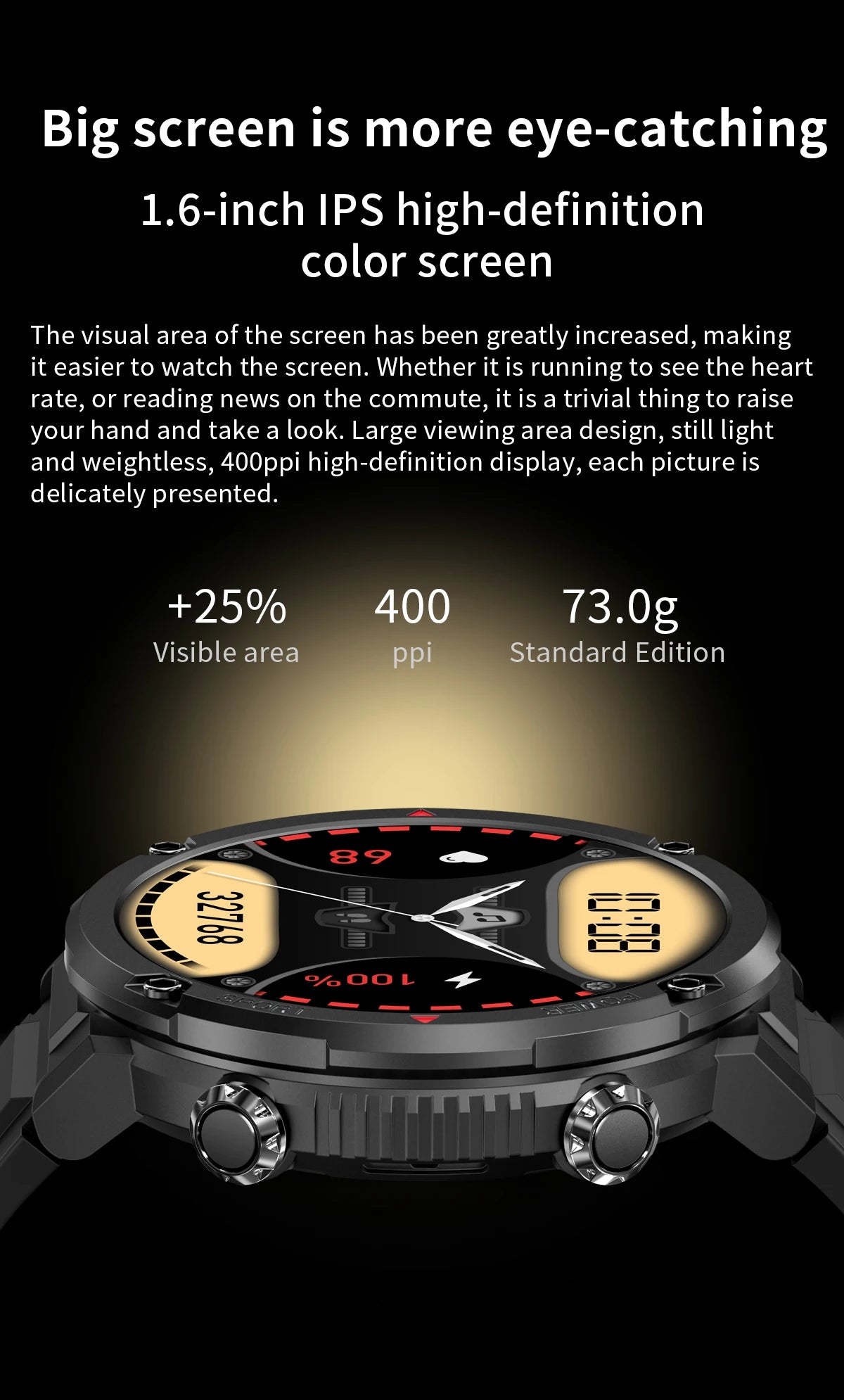 Smart Watch 1.6inch 400*400 Round Screen Bluetooth Call Heart Rate Hi-Fi Speakers IP68 Waterproof Sport Tracket Smartwatch