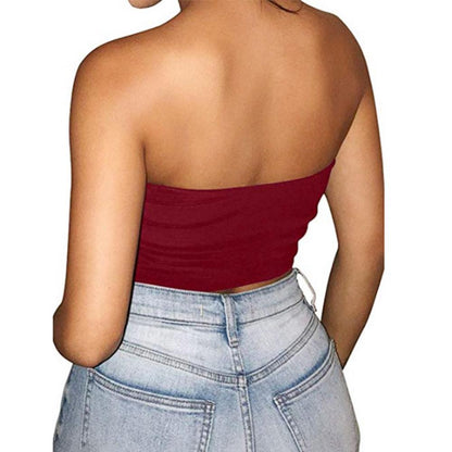 Women Sexy Strapless Tube Tops Off Shoulder Sleeveless Bustiers Crop Tops Backless Slim Fit Tank Vest Streetwear