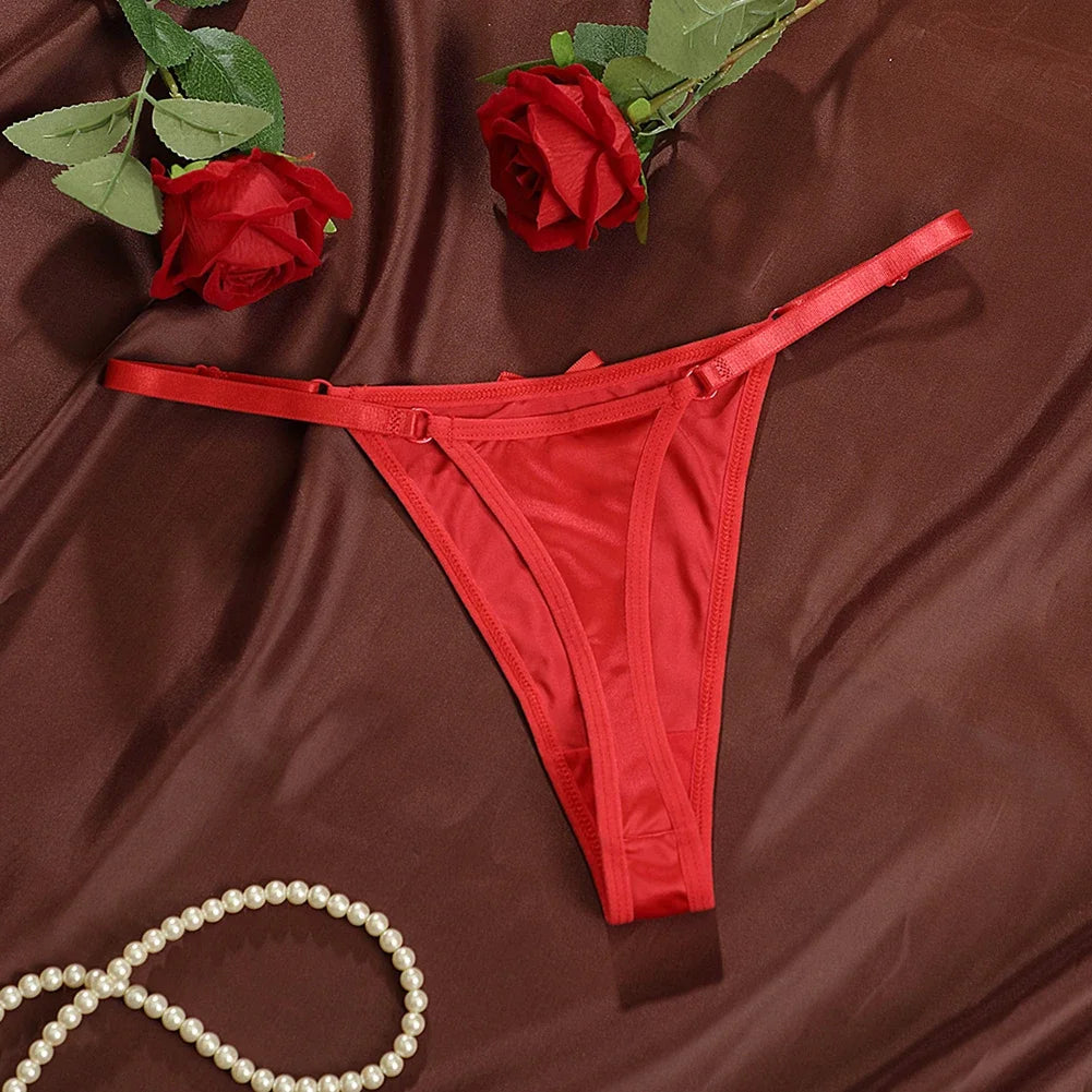 Sexy Women's Satin Soft G-Strings Thongs T-Panties Low Waist Bow Briefs Shorts Comfortable Female Underwear Трусы Женские