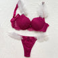 Women Bra Set Sexy Underwear Vs Push Up Bra And Panty Set Letter Rhinestones Panties G String Pink Lingerie Set For Woman