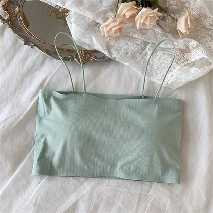 Women Sling Tube Top Sexy Bra Top Breathable Chest Pad Wearing Underwear Strapless Blouse Tube Top Bandeau