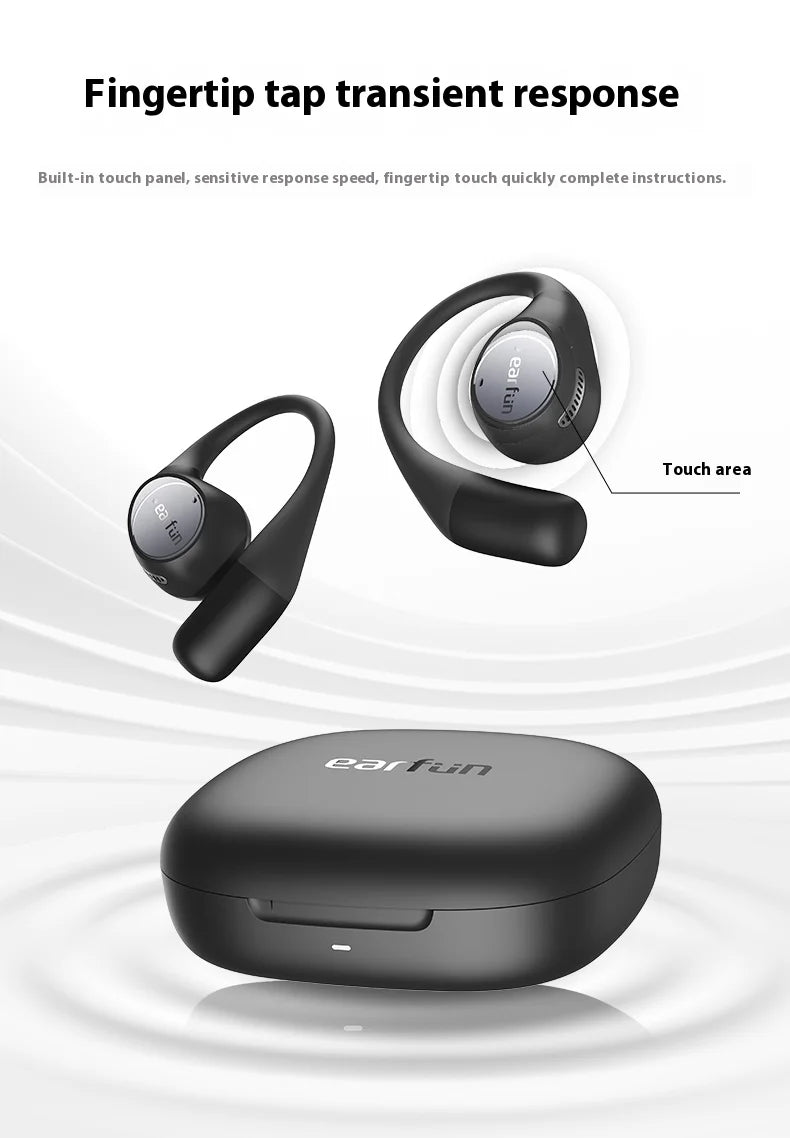 EarFun OpenJump Open-Ear Wireless Earbuds 4-mic AI Noise Cancellation IPX7 Waterproof Hi-Res LDAC Low Latency Earphone Custom