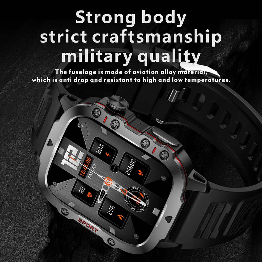 Smart Watch Men With LED Lighting Compass Sports Fitness Tracker Watch IP67 Waterproof Bluetooth Talk SmartWatch 2024