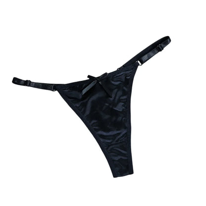 Sexy Women's Satin Soft G-Strings Thongs T-Panties Low Waist Bow Briefs Shorts Comfortable Female Underwear Трусы Женские