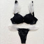 Women Bra Set Sexy Underwear Vs Push Up Bra And Panty Set Letter Rhinestones Panties G String Pink Lingerie Set For Woman