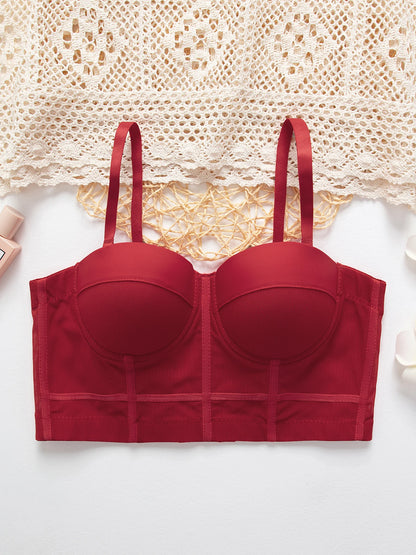 Breathable Bra Buckle Style Design Adjustable Size Solid Color Simplicity Elegant Comfortable New Shoulder Strap Gauze Bra