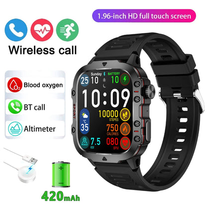 Smart Watch Men With LED Lighting Compass Sports Fitness Tracker Watch IP67 Waterproof Bluetooth Talk SmartWatch 2024