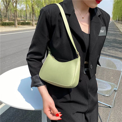 Women's Fashion Handbags Retro Solid Color PU Leather Shoulder Underarm Bag Casual Women  Handbags Designer Bag
