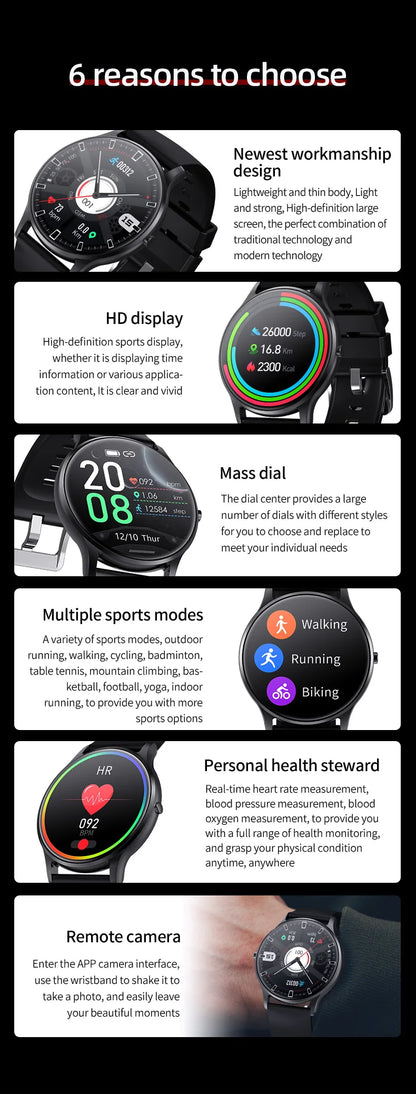Smart Watch Men 1.3inch Bluetooth Sport Watches IP67 Waterproof Fitness Smartwatch Women
