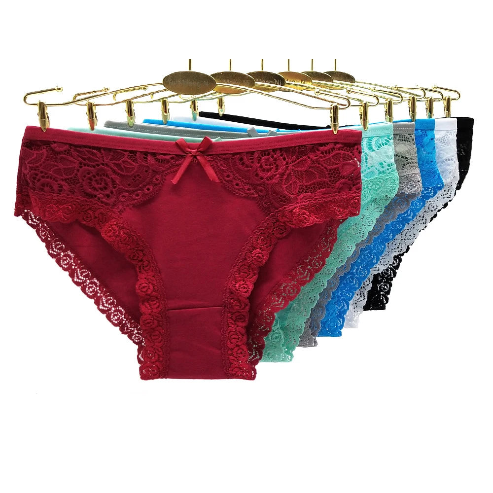 Women Underwear Cotton Sexy Lace Ladies Knickers Panties Low Waist Everyday Briefs 5 pcs/lot