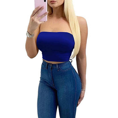 Women Sexy Strapless Tube Tops Off Shoulder Sleeveless Bustiers Crop Tops Backless Slim Fit Tank Vest Streetwear
