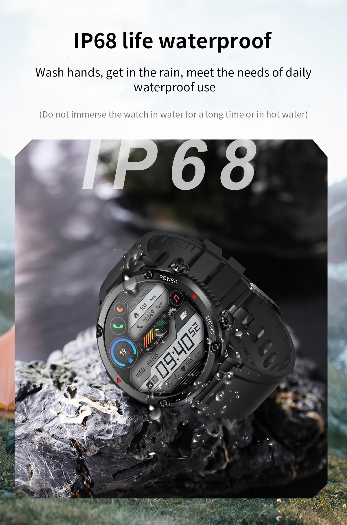 Smart Watch 1.6inch 400*400 Round Screen Bluetooth Call Heart Rate Hi-Fi Speakers IP68 Waterproof Sport Tracket Smartwatch