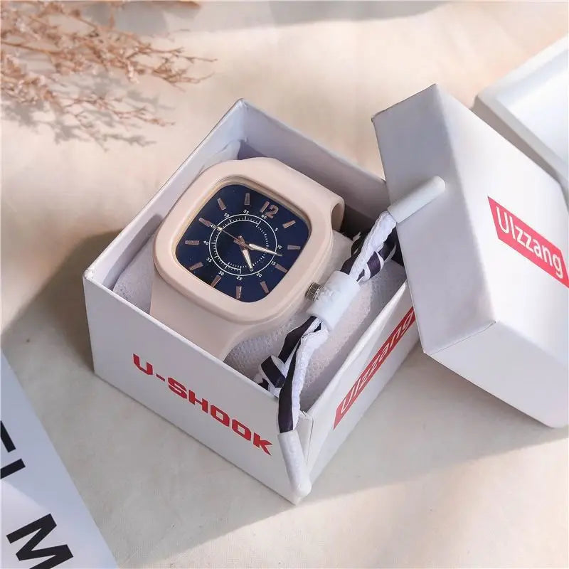Watches for Elegant Women Simple Fashion Watch Minimalist Design Square Big Dial Soft Wristwatch Valentines Gift for Women Girls