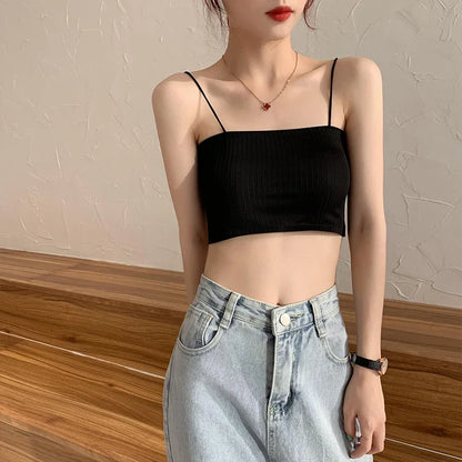 Women Sling Tube Top Sexy Bra Top Breathable Chest Pad Wearing Underwear Strapless Blouse Tube Top Bandeau
