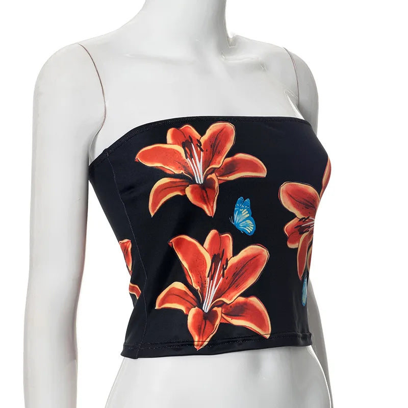 Sexy Tube Top Floral Print Bralette Mujer Mini Lenceria Femenina Ladies Bandeau Top Strapless Bra For Women Underwear Bustier