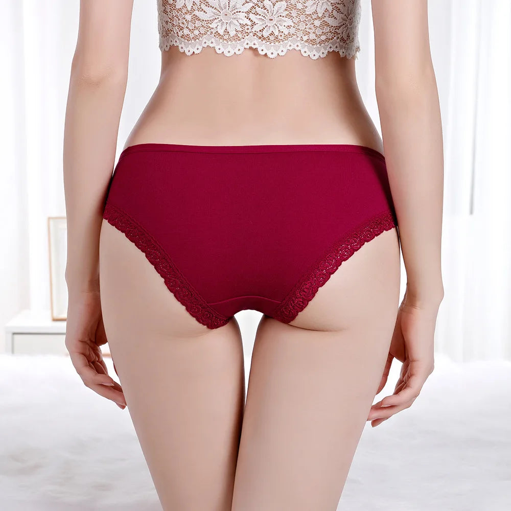 Women Underwear Cotton Sexy Lace Ladies Knickers Panties Low Waist Everyday Briefs 5 pcs/lot