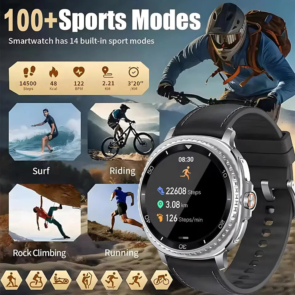 2025 NEW Smart Watch 8 Classic 46mm 1.43" AMOLED Screen IP68 Waterproof Sports Smartwatch BT Call Watch 7 Upgraded for Men Women