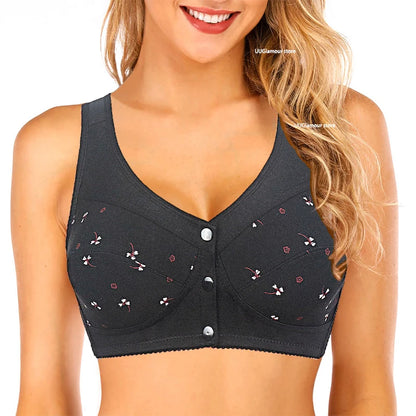 Bra Cotton Women Wire Free Bras Front Closure Brassiere Female Confortable Underwear Everyday Large Bust 52BC 50BC Cup