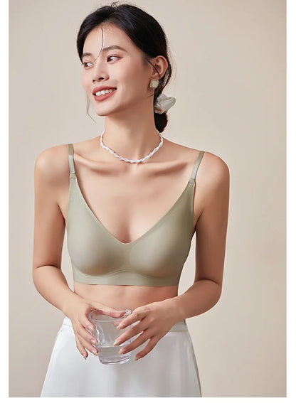Women Silk Bra 89% Mulberry Silk 11% Spandex Lining 3/4 Cups Everyday wear Bra Wireless Wire Free Beige Black Intimates TA002