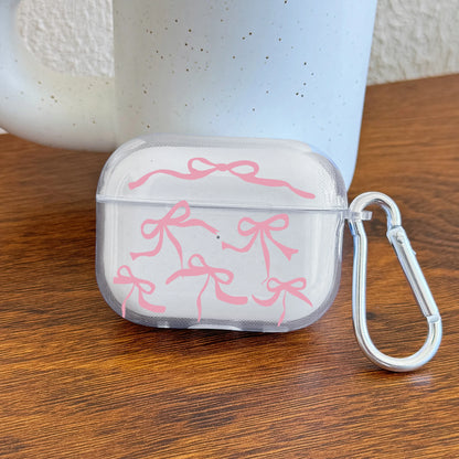 Pink Bow Designed Case For AirPods 4 3 1 2 Gen TPU Earphone Protecitve Case For AirPods Pro 2/Pro Cover with Keychain Accessory