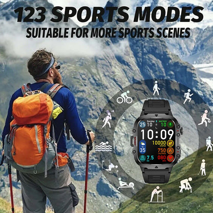 Smart Watch Men With LED Lighting Compass Sports Fitness Tracker Watch IP67 Waterproof Bluetooth Talk SmartWatch 2024