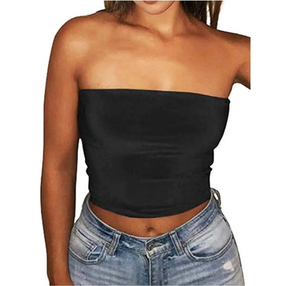 Women Sexy Strapless Tube Tops Off Shoulder Sleeveless Bustiers Crop Tops Backless Slim Fit Tank Vest Streetwear