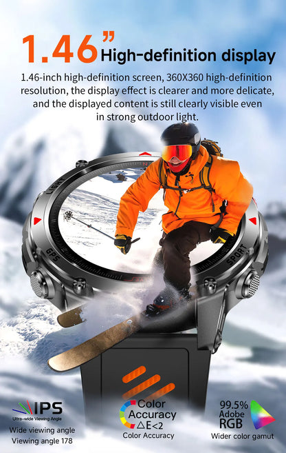 2025New Smart Watch For Men 1.46'' 360*360 HD AMOLED Color Display Voice Call Compass LED Sports Fitness Waterproof Watch Ladies