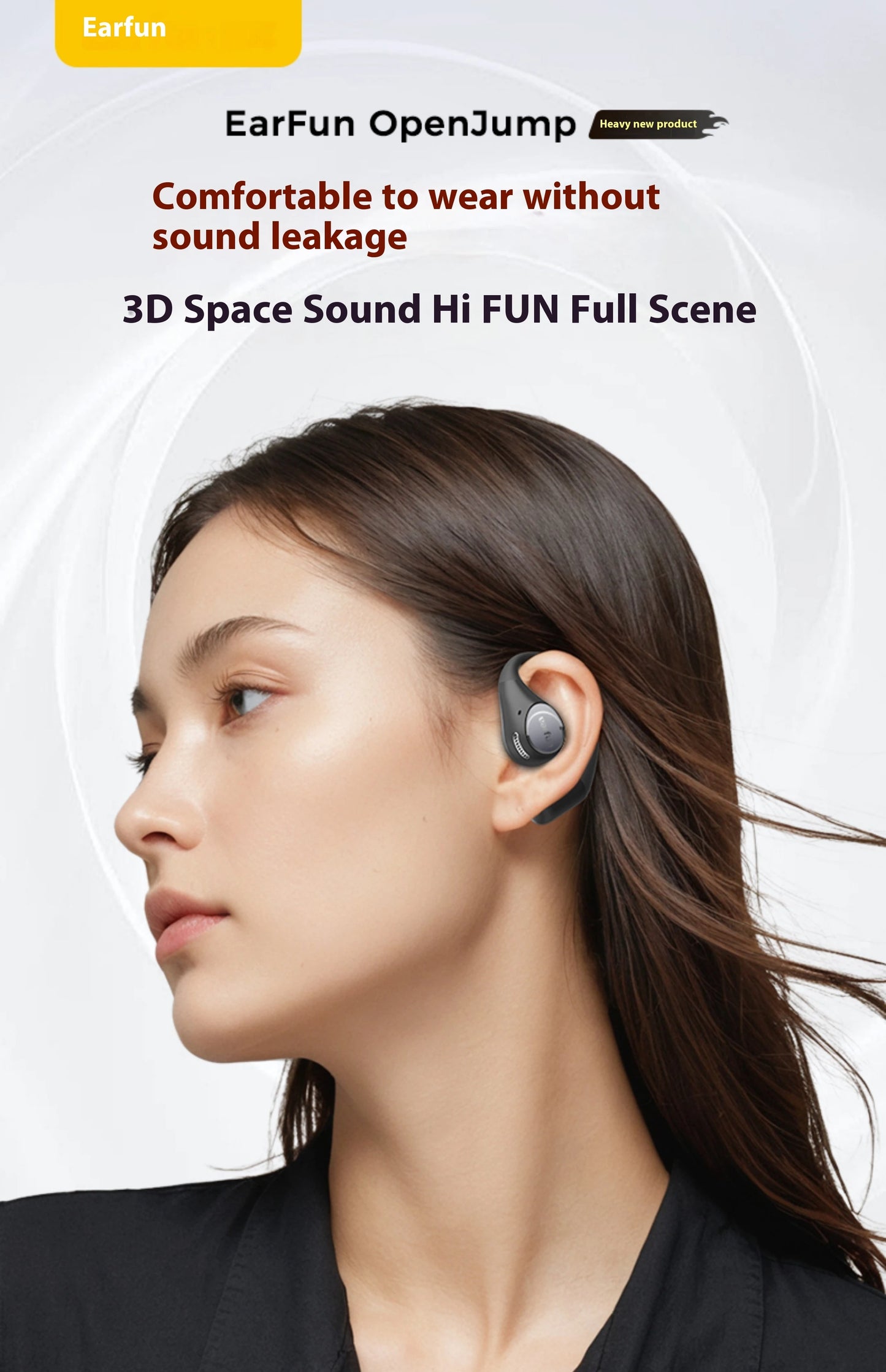 EarFun OpenJump Open-Ear Wireless Earbuds 4-mic AI Noise Cancellation IPX7 Waterproof Hi-Res LDAC Low Latency Earphone Custom