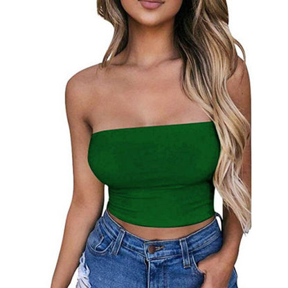 Women Sexy Strapless Tube Tops Off Shoulder Sleeveless Bustiers Crop Tops Backless Slim Fit Tank Vest Streetwear