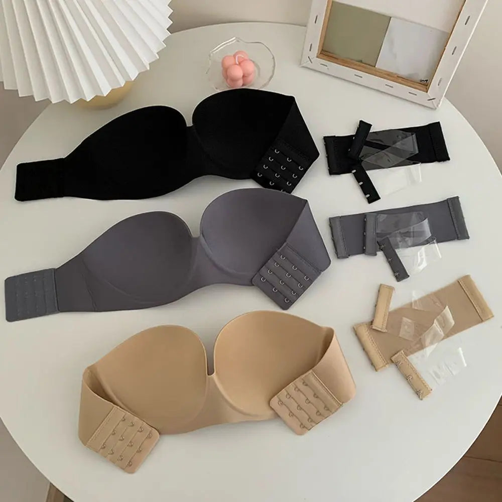 Bra NO Steel Ring Tube Top With Extension Belt Beauty Back Chest Wrap Without Straps Bralette Sexy Strapless Bra Women Bras