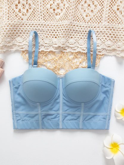 Breathable Bra Buckle Style Design Adjustable Size Solid Color Simplicity Elegant Comfortable New Shoulder Strap Gauze Bra