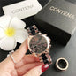 The New Watch Is Made of Ceramic Macaron Adhesive Alloy and Geneva Three Eyed Six Needle Decorative Women's Fashion Quartz