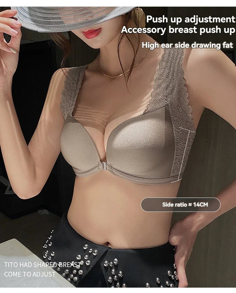 Front-button Sexy Enhancing Beautiful Back Bra for Young Girls with Small Breasts Anti-sagging Adjustable Side Bust Control Bra