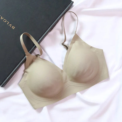 Women Silk Bra 89% Mulberry Silk 11% Spandex Lining 3/4 Cups Everyday wear Bra Wireless Wire Free Beige Black Intimates TA002