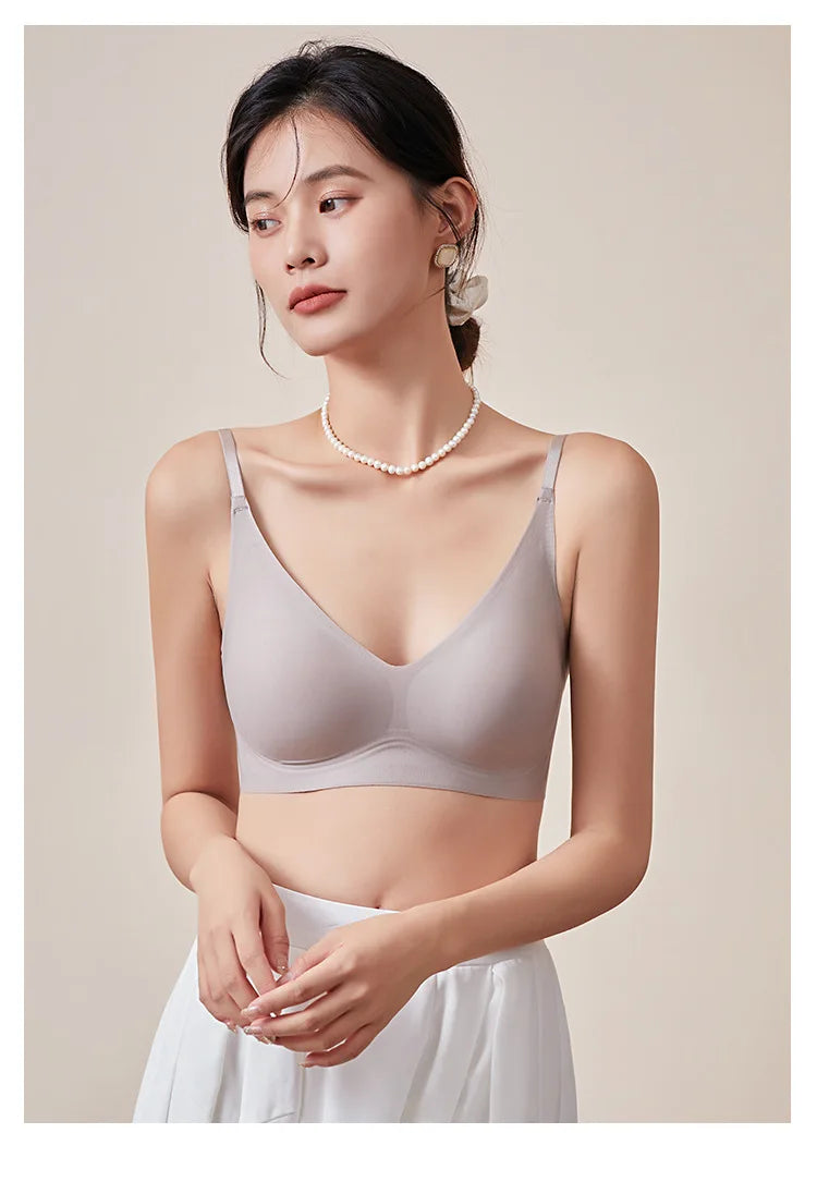 Women Silk Bra 89% Mulberry Silk 11% Spandex Lining 3/4 Cups Everyday wear Bra Wireless Wire Free Beige Black Intimates TA002
