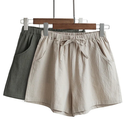 Cotton Linen Shorts Women Fashion Workout Shorts High Waiste Short Pants Ladies Black Shorts Casual Women Shorts Sport Femme