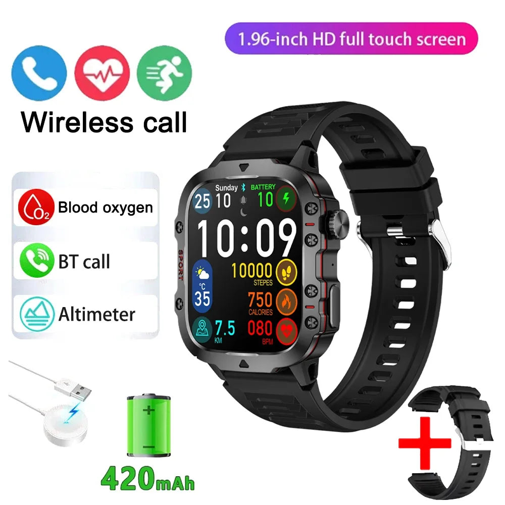 Smart Watch Men With LED Lighting Compass Sports Fitness Tracker Watch IP67 Waterproof Bluetooth Talk SmartWatch 2024