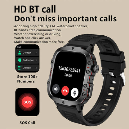 Smart Watch Men With LED Lighting Compass Sports Fitness Tracker Watch IP67 Waterproof Bluetooth Talk SmartWatch 2024