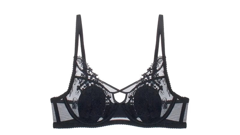 BANERDANNI Modest French Bra Set - Lace Minimizer Bust Reducer with Steel Ring Rabbit-Ear Slimming Support & Discreet Coverage
