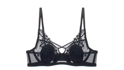 BANERDANNI Modest French Bra Set - Lace Minimizer Bust Reducer with Steel Ring Rabbit-Ear Slimming Support & Discreet Coverage