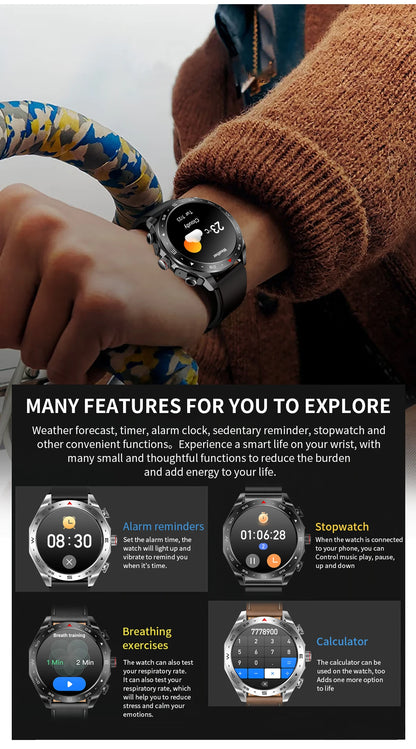 2025 New Smart Watch with TWS Earbuds 1.52 Inch AMOLED IP67 Waterproof Bluetooth Calls MP3 Music Smartwatch for Men Android iOS