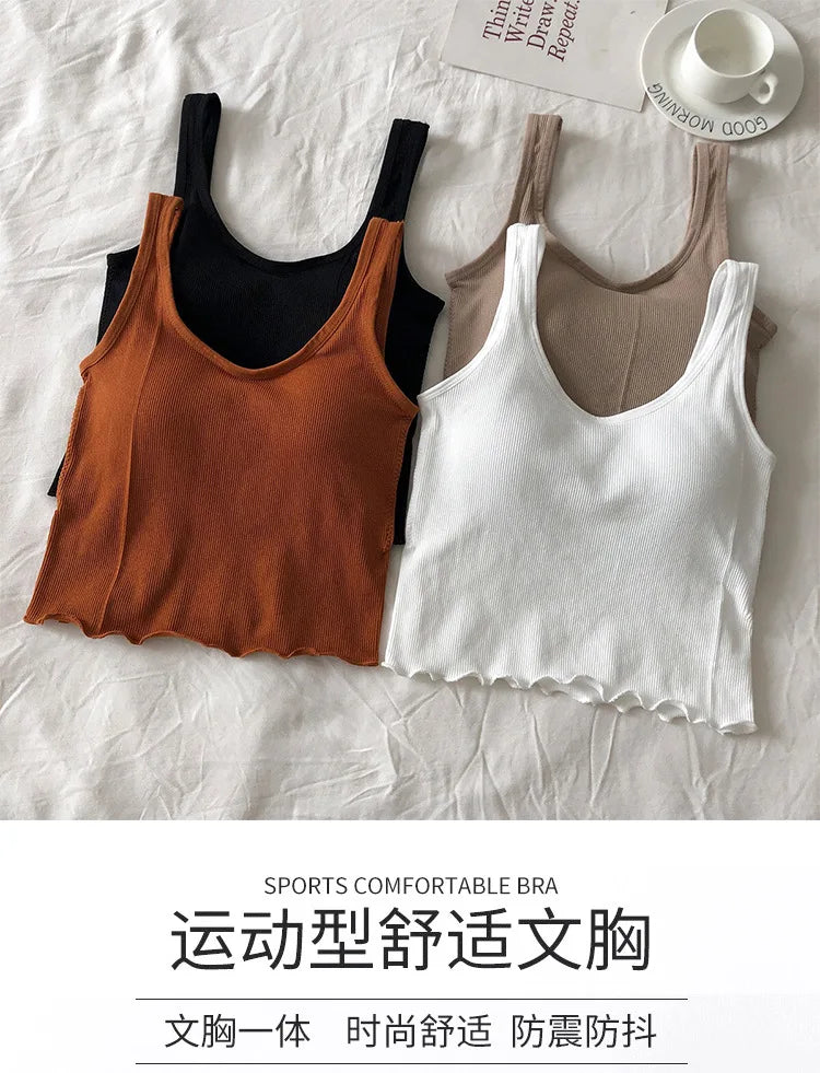 Cropped Tanks Ruffles Tube Top Women Bralette Crop Top Sexy Lingerie Bra Sports Underwear Fashion Ladies Street Tops Camisole